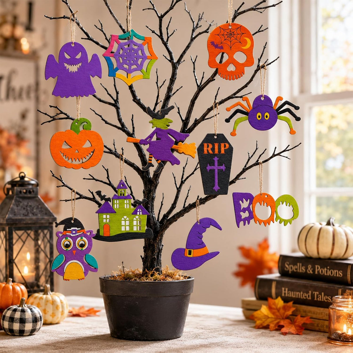 Max Fun 60PCS Halloween Crafts Painting Wooden Slices Cutouts - 36 - image 2