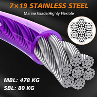 XiaZ Dog Tie Out Cable 30 Feet, Dog Runner for Yard Steel Wire Tether Line, Dogs Chains Heavy Duty for Outside Hold Large Dogs Up to 250 LBS