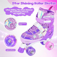 Kuxuan Adjustable Roller Skates with Fun Illuminating Rollerskate - Star Purple / Small - Little Kid(10C-13C) - image 4