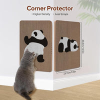 AUSCAT Cardboard Cat Wall Scratcher, 7 cat Scratching Boards with Box, Wall Mounted Cat Scratching Pads for Indoor Cats, Furniture Protector, 14.5" x 9.3", Panda Pattern