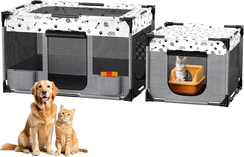 Portable Cat Playpen, Pet Dog Playpen, Kitten Puppy Play Pen – Essentials for Dogs