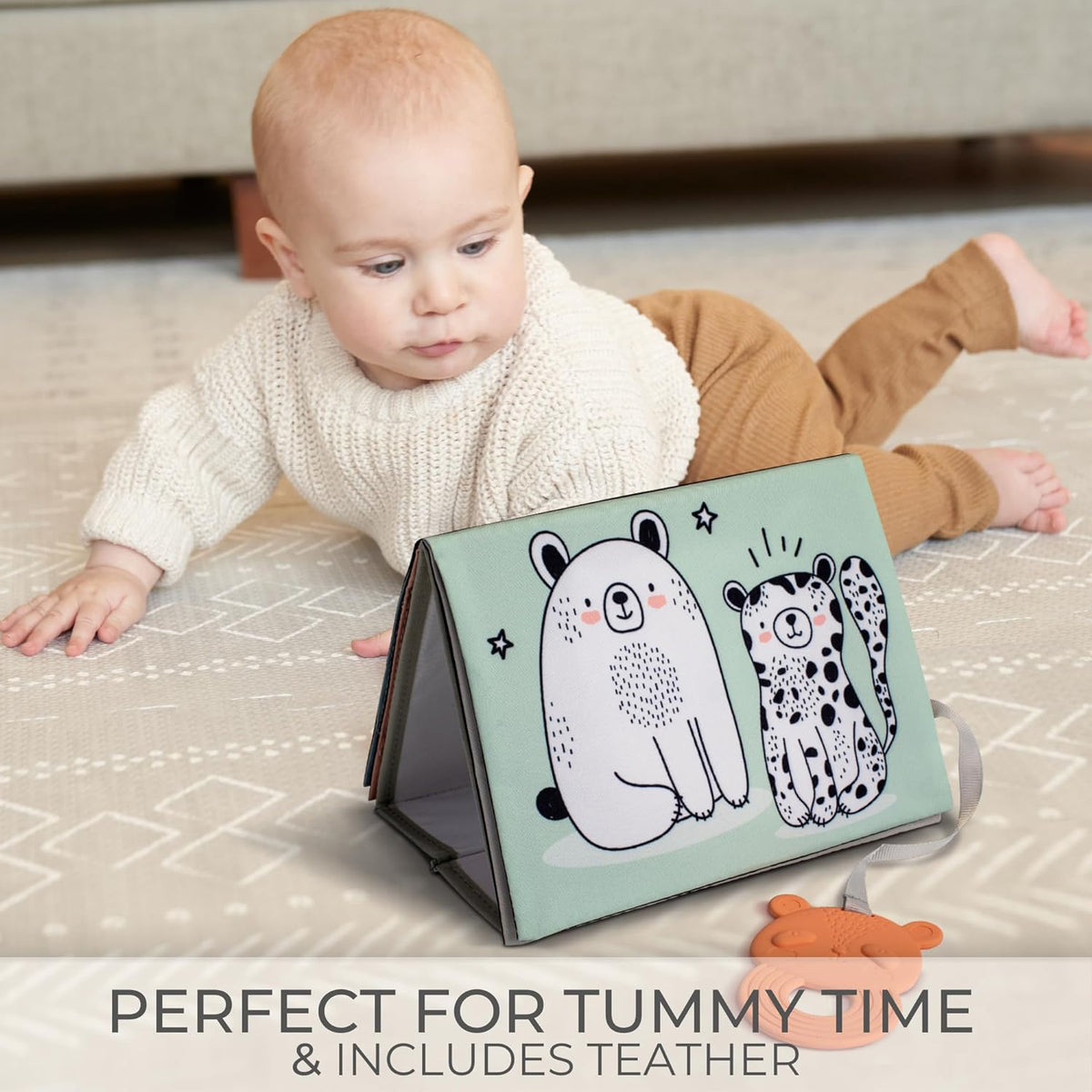 Soft Tummy Time Book w/ Baby Safe Mirror - image 3
