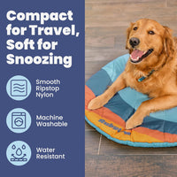 Travel Dog Bed, Foldable & Packable with Carry Bag, Black - Sunset Surf / Medium - image 4