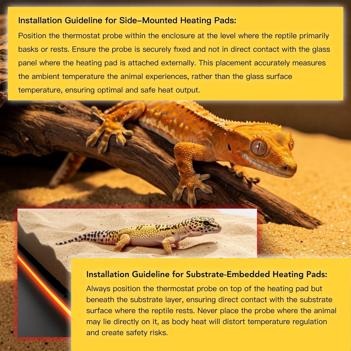 Reptile Heat Pad, 6" X 8" 8W, Heating Pad for Reptile Tank - Heat Pad (16W) & Thermostat - image 4
