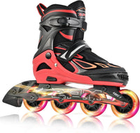 2PM SPORTS Adjustable Inline Skates for Kids, Youth and Adults - Red / Large - Youth (4.5-8 US)