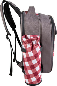 apollo walker Picnic Backpack Bag with Cooler Compartment, Detachable Bottle/Wine Holder, Fleece Blanket, Plates and Cutlery Set (2 Person, Gray)