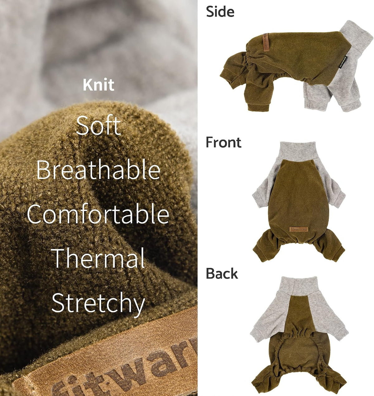 Fitwarm Turtleneck Raglan Dog Pajamas - Small / Dark Green - image 2