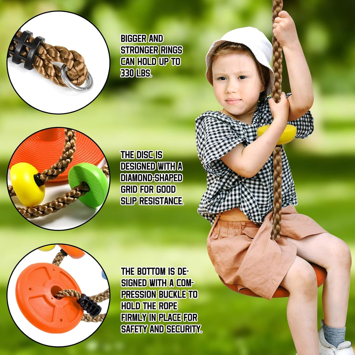 Just.smile tree swing climbing rope with platforms, disc seat and tree strap - view 6