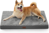 Bedsure ComfyFleece Large Dog Bed for Crate with Washable Cover - 35x22x2.8 / Charcoal Grey