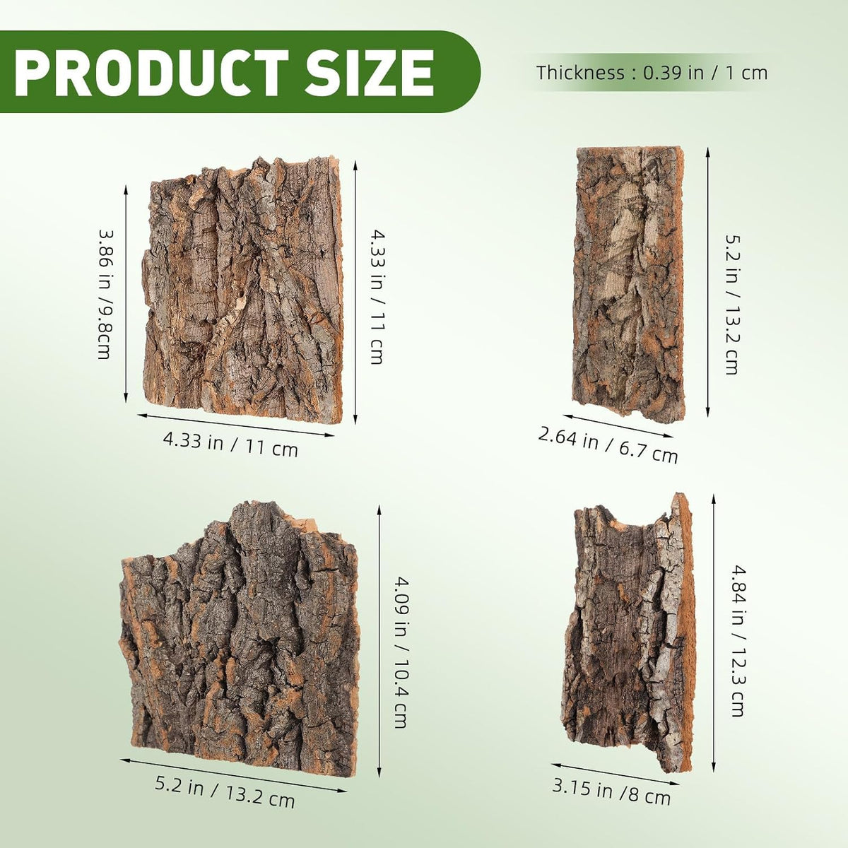 4pcs Reptile Bark Decor Wood, Natural Cork Bark - image 2