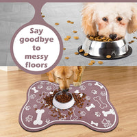 Dog Cat Food Mat, Rapid Absorbent Pet Feeding Mat - 24"L x 16"W / Bone Shaped Brown - image 4