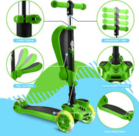 Hurtle 3-Wheeled Scooter for Kids, Wheel LED Lights - Green - image 4
