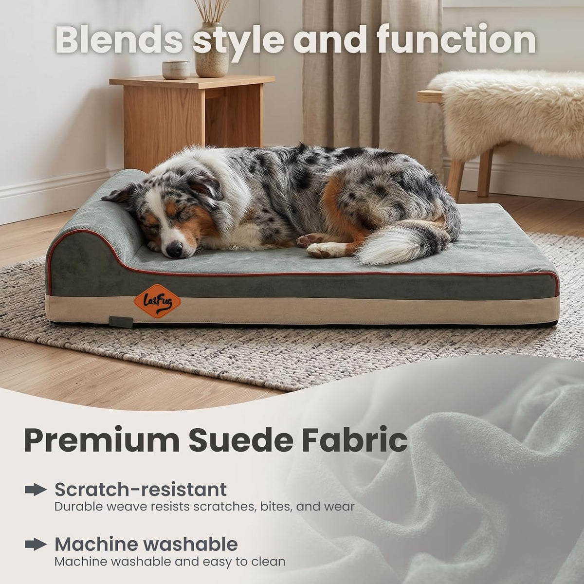 Laifug Orthopedic Memory Foam Extra Large Dog Bed Pillow Durable - 34.0"L x 22.0"W x 5.5"Th / Dark Green - image 3