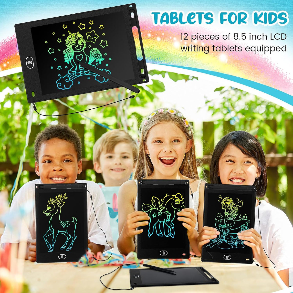 Tinlade 12 Pack LCD Writing Tablet for Kids - Black / 8.5 Inch - image 4