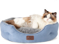 Bedsure Small Dog Bed Washable, Round Cat Beds for Indoor Cats - 20"L x 19"W x 6"Th / Frost Blue