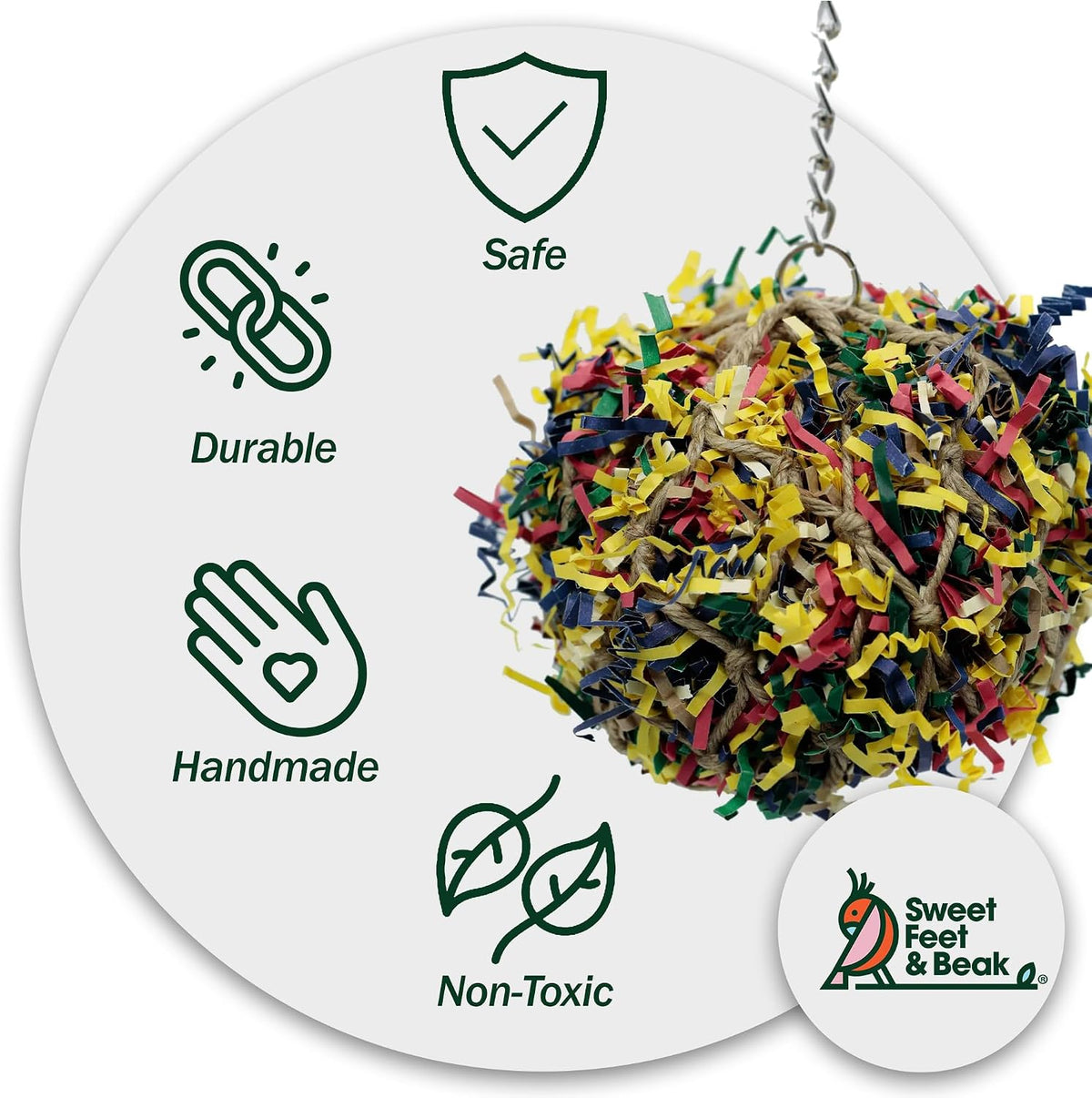 Sweet Feet and Beak Shredder Ball - 3 inch - image 3