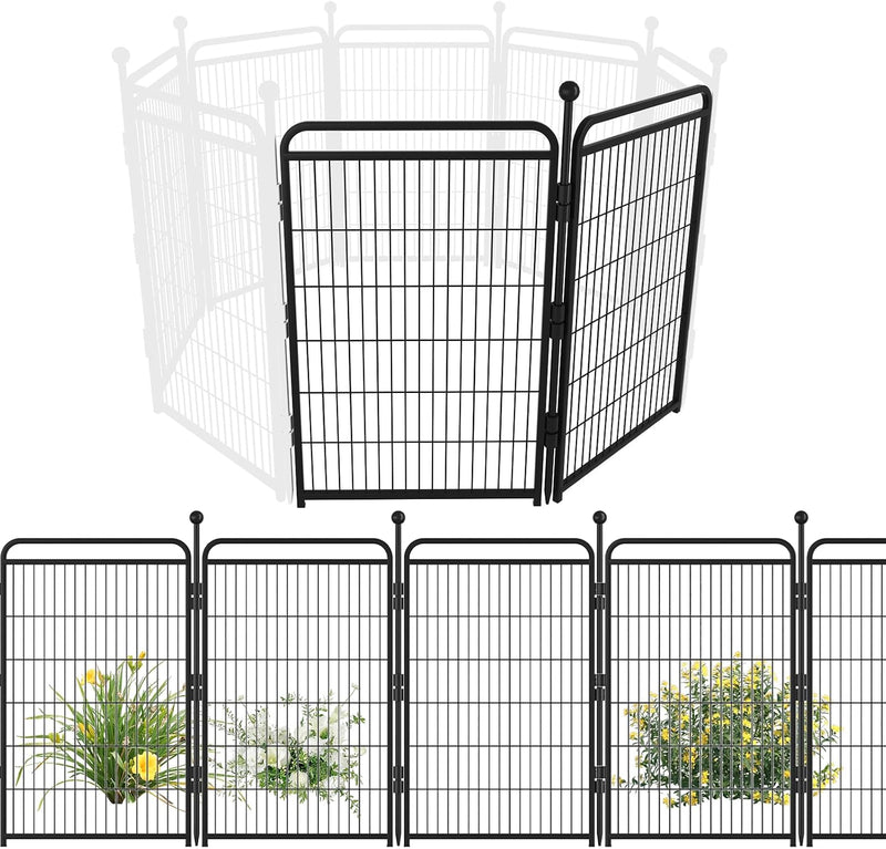 Gardner Pet Dog Playpens, 24" H 16 Panels Dog Pen Outdoor/Indoor Dog Fence Exercise Pen for Small - Black / 2 / 40"H