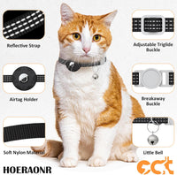 AirTag Cat Collar, Reflective Kitten Collar Breakaway – Essentials for Cats - Black/Gray - image 2