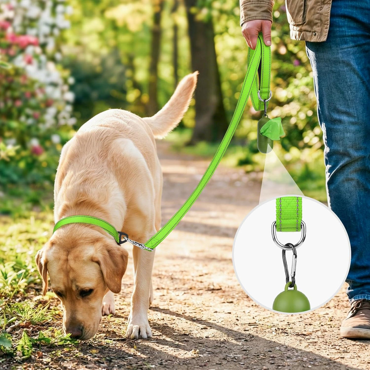 Joytale Reflective Dog Leash for Medium & Large Dogs - 5 ft Standard / Green - image 2