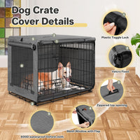 Dog Crate Cover, Kennel Covers Fit for 30 Inch Dogs Crate - Grey (with left window) / 24 Inch - image 3