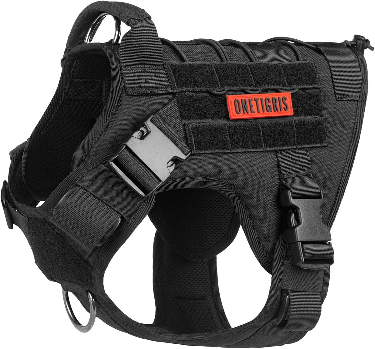 OneTigris Tactical Dog Harness No-Pull Service Vest for Medium Large - Medium / Black