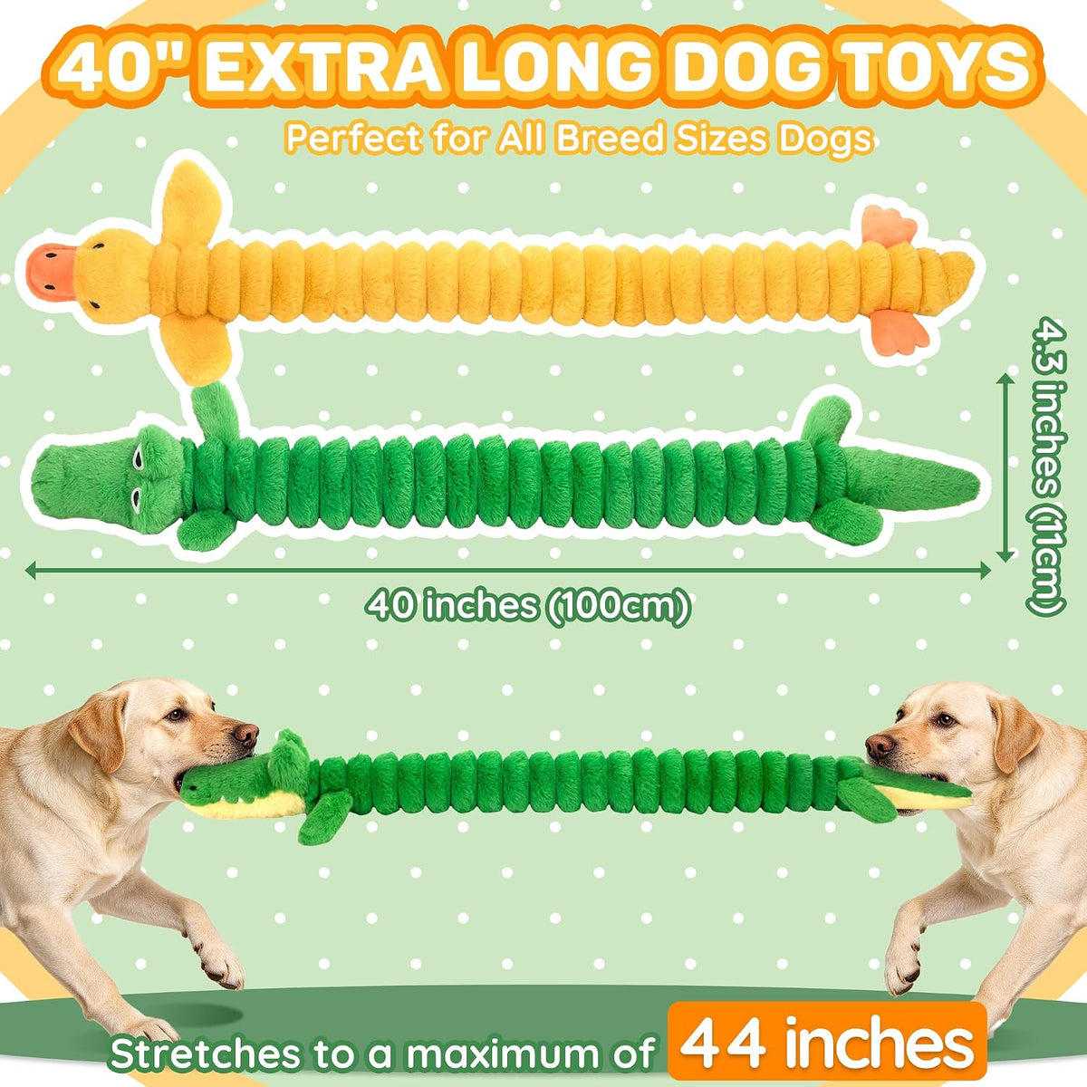 LECHONG 2-Pack 40” Extra-Long Squeaky Dog Toys for Large Dogs - image 2