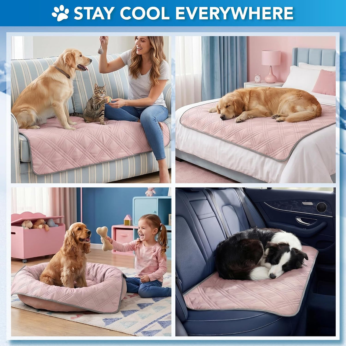 PetAmi Waterproof Dog Cooling Mat Pet Pad for Crate Couch Bed - Pink / X-Large (60x80) - image 3