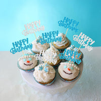 Gyufise 24Pcs Happy Birthday Cupcake Toppers Gold Glitter Celebrating - Blue Silver - image 4