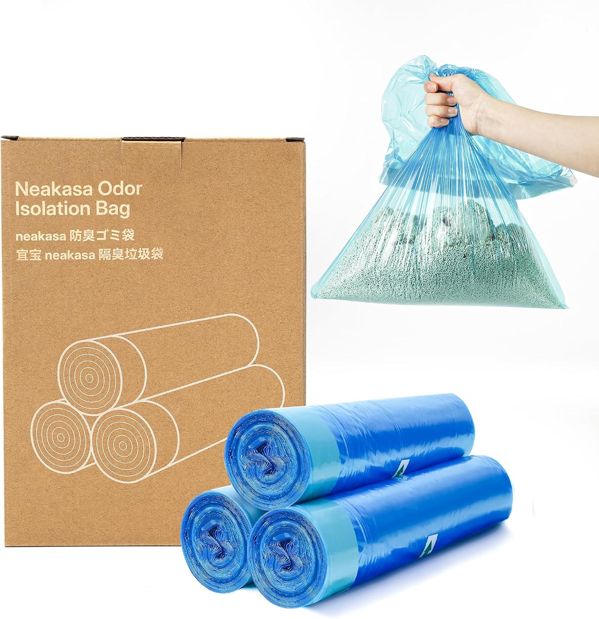 Neakasa XL Cat Litter Disposal Bin with 4-Months Supply Refill Bags – Daily Care for Cats - Blue Refill Bag / XL