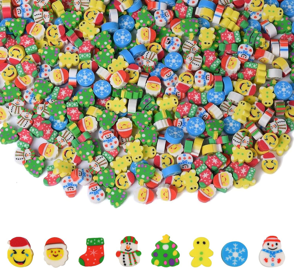 300PCS Mini Cute Animals and Fruits Pencil Erasers for Kids Bulk – Fun for Kids & Family - small / Christmas