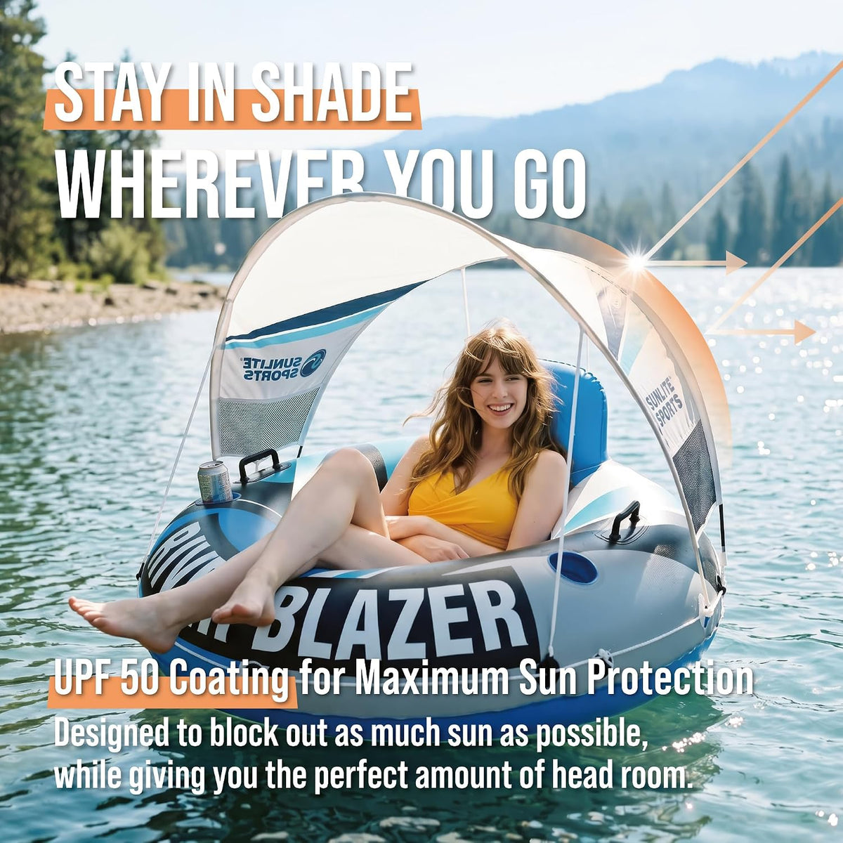 Sunlite Sports Inflatable River Tube Float - River Blazer XL with Canopy - image 2