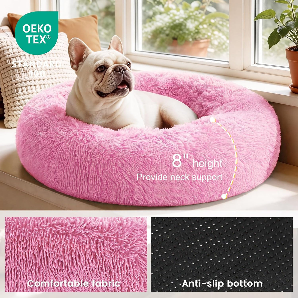 Love's cabin Calming Cat Bed for Indoor Cats - Pink / 20" - image 3