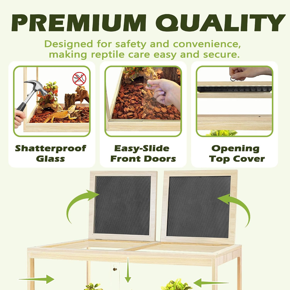 PROLEE 82 Gallon Bearded Dragon Tank - Oak / 35 Gallon (32x15.5x15.5 Inch) - image 4