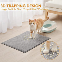 Pieviev Soft Chenille Cat Litter Box Mat, Ultra Absorbent - Grey / L-28''X20'' - image 2