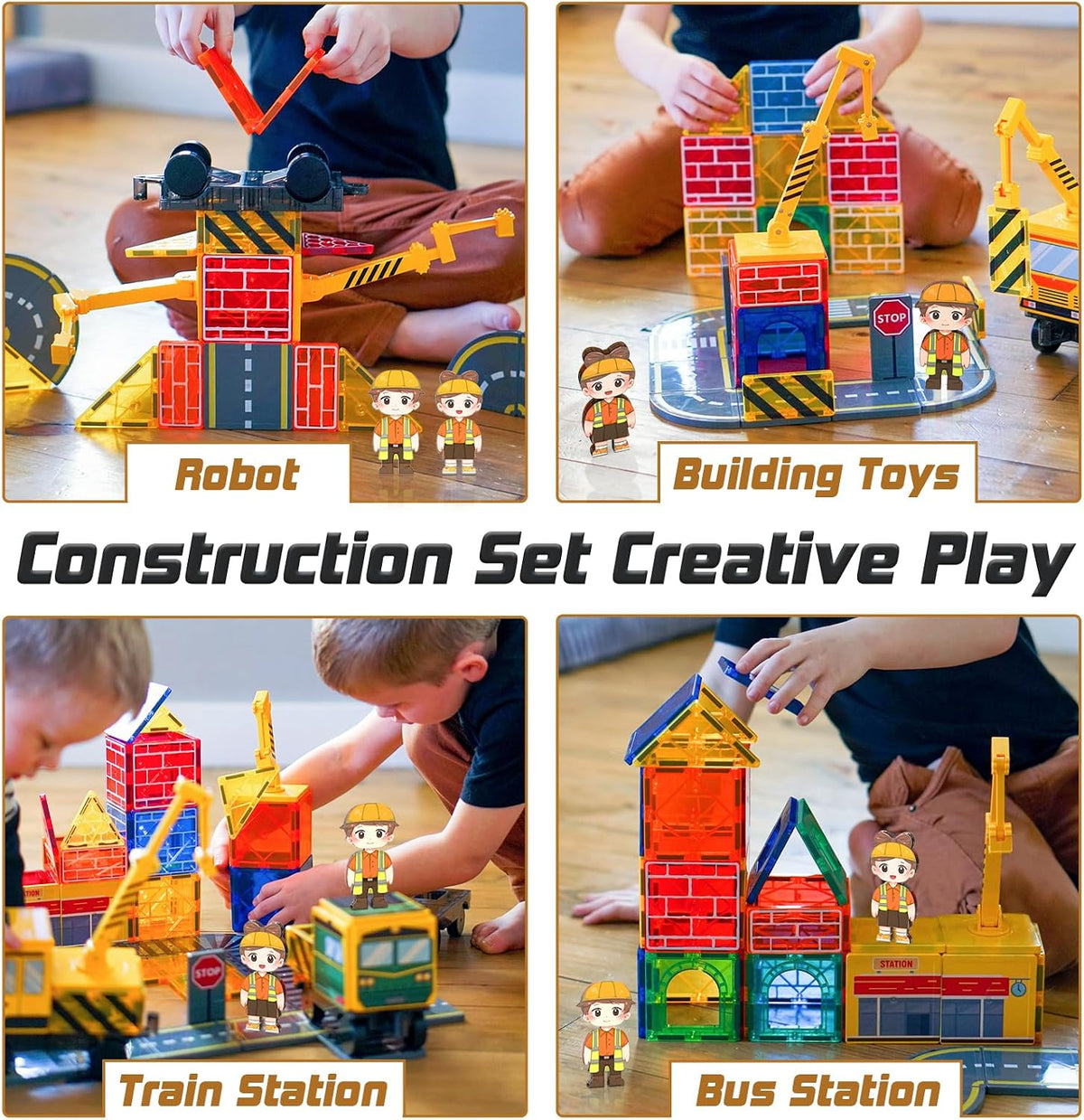 Magnetic Tiles with 2 Cranes - 42 Pieces Set - image 3