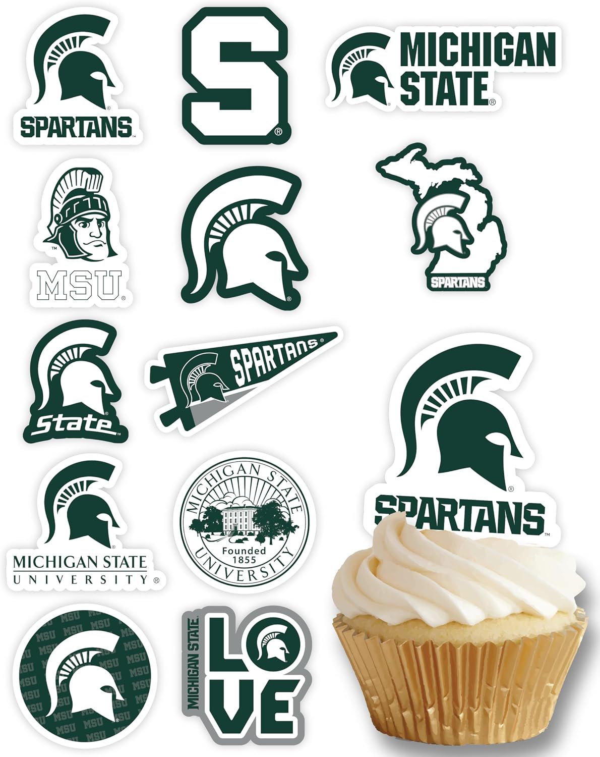 Ohio State Merch Cupcake Toppers & Decorations OSU Party Cake Decor - Michigan State Spartans