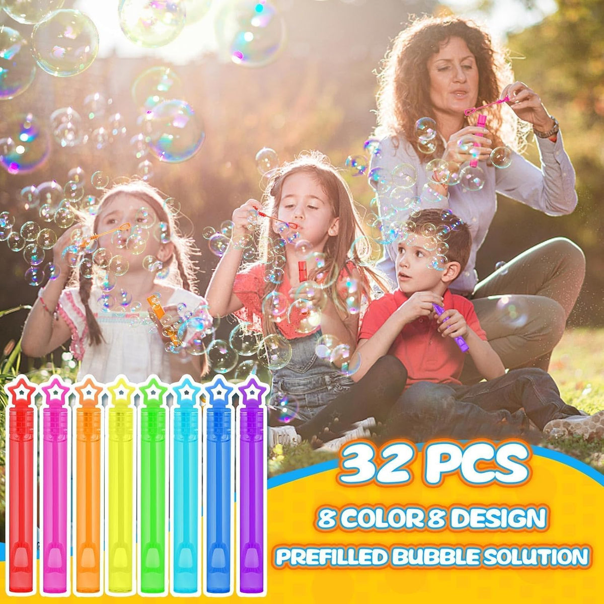 32 Pcs 8 Colors Neon Mini Star Bubble Wand - bubble set - image 3