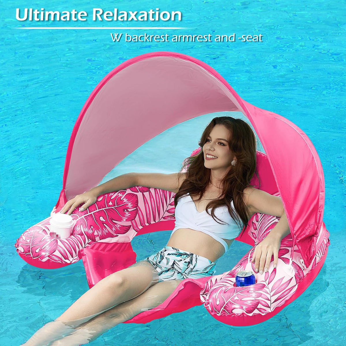 Jasonwell Pool Float with Canopy - Rose / X-Large - image 2