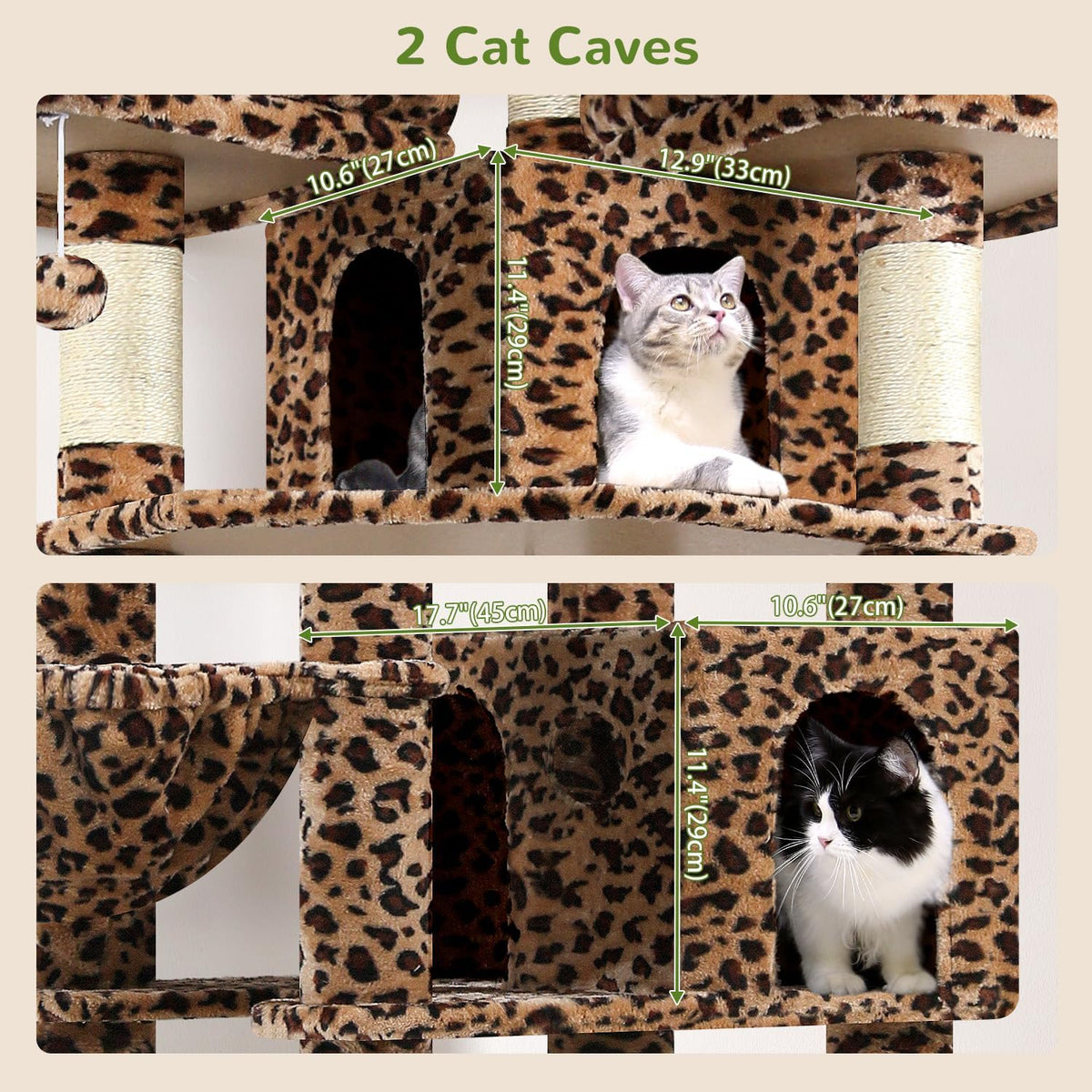 Globlazer Cat Tree Tower for Multiple Adult Cats, F82 - 82 inch / Leopard Print - image 4