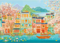 Funny Dog Pizza Jigsaw Puzzles, Food Kitchen - Painted Boat