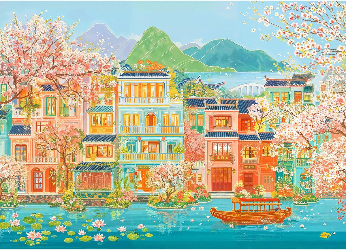 Funny Dog Pizza Jigsaw Puzzles, Food Kitchen - Painted Boat