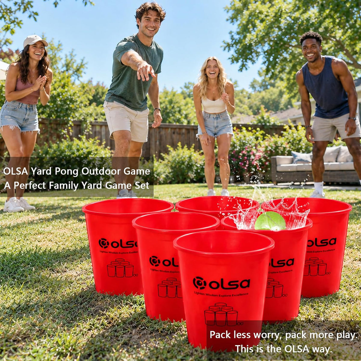 Olsa giant yard pong outdoor game with 12 plastic buckets, 4 balls and carry bag - view 17