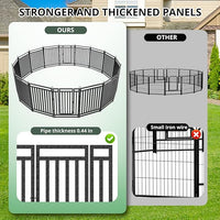 Dog Fence Outdoor Indoor, 32" Inch Height 24 Panels Dog Playpen for Large/Medium/Small Dogs Metal Dog Pen for Yard Camping and RV | Black-Silverv