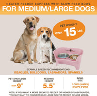 Neater Feeder Express Mess Proof Dog Bowls Elevated for Small Breeds - Medium to Large w/ Metal Slow Feed Bowl / Pink - image 2
