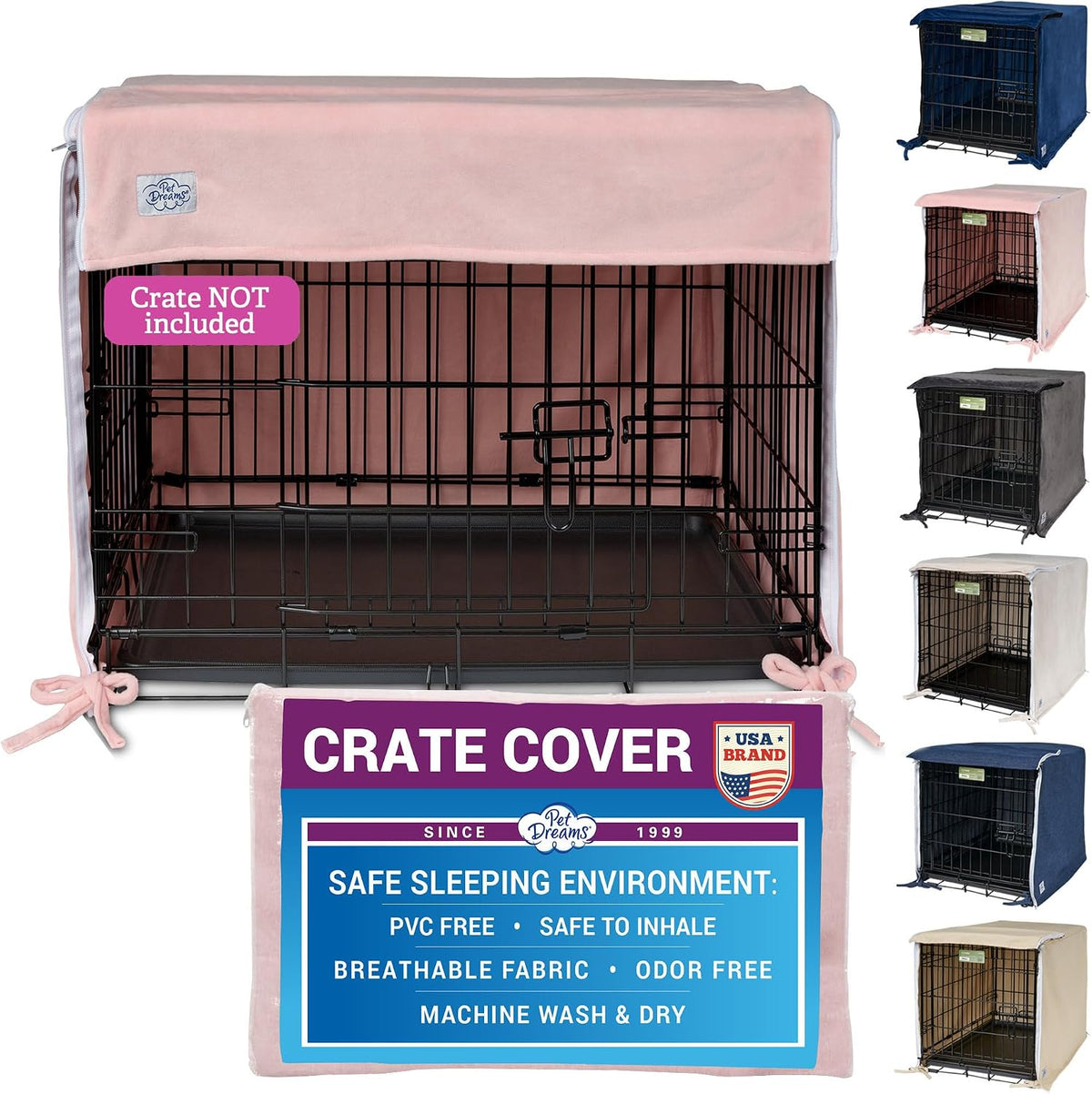Pet Dreams Dog Crate Cover, Khaki, XX Large, 48" – Essentials for Dogs - Pink Blush / 18.0"L x 12.0"W x 14.0"H