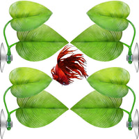Boao 4 Pcs Betta Fish Bed Leaf Hammock Fish Tank Accessories - Double Leaf