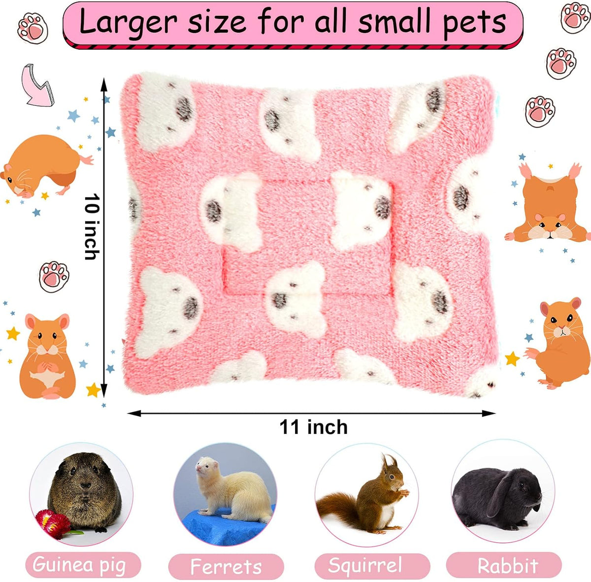 Jetec 3 Pcs Guinea Pig Beds, Fleece Small Animal Mats - Fleece / Bear / Light Pink - image 2