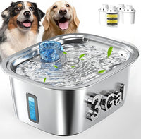 Dog Water Fountain for Large Dogs - 3 Gallon Stainless Steel Dog Water Bowl Dispenser with 4 Filters, Automatic Big Extra Large Capacity Pet Water Fountain, Easy Clean with Quiet Pump