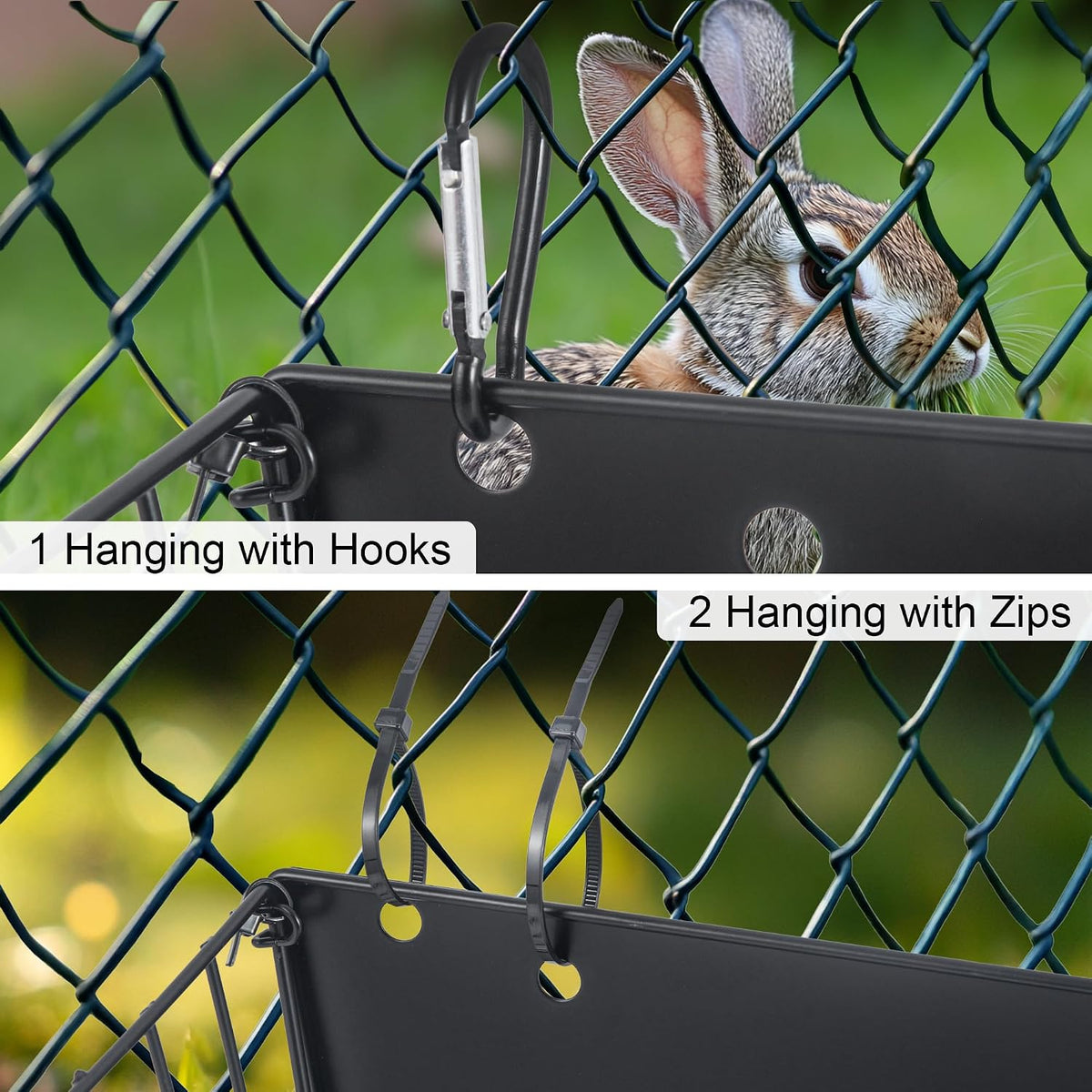 2PCS Rabbit Hay Feeder with Heavy-Duty Metal Frame Guinea Pig Hay - Black-2PCS - image 4