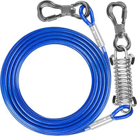 Tresbro 25 FT Dog Tie Out Cable with Spring, Shock Absorbing Tether Chains for Outside Aavilable in 10/15/20/25/30/40/50/70/100/120 FT, Heavy Duty Leads for Yard for Medium & Large Dogs Up to 500 LBS